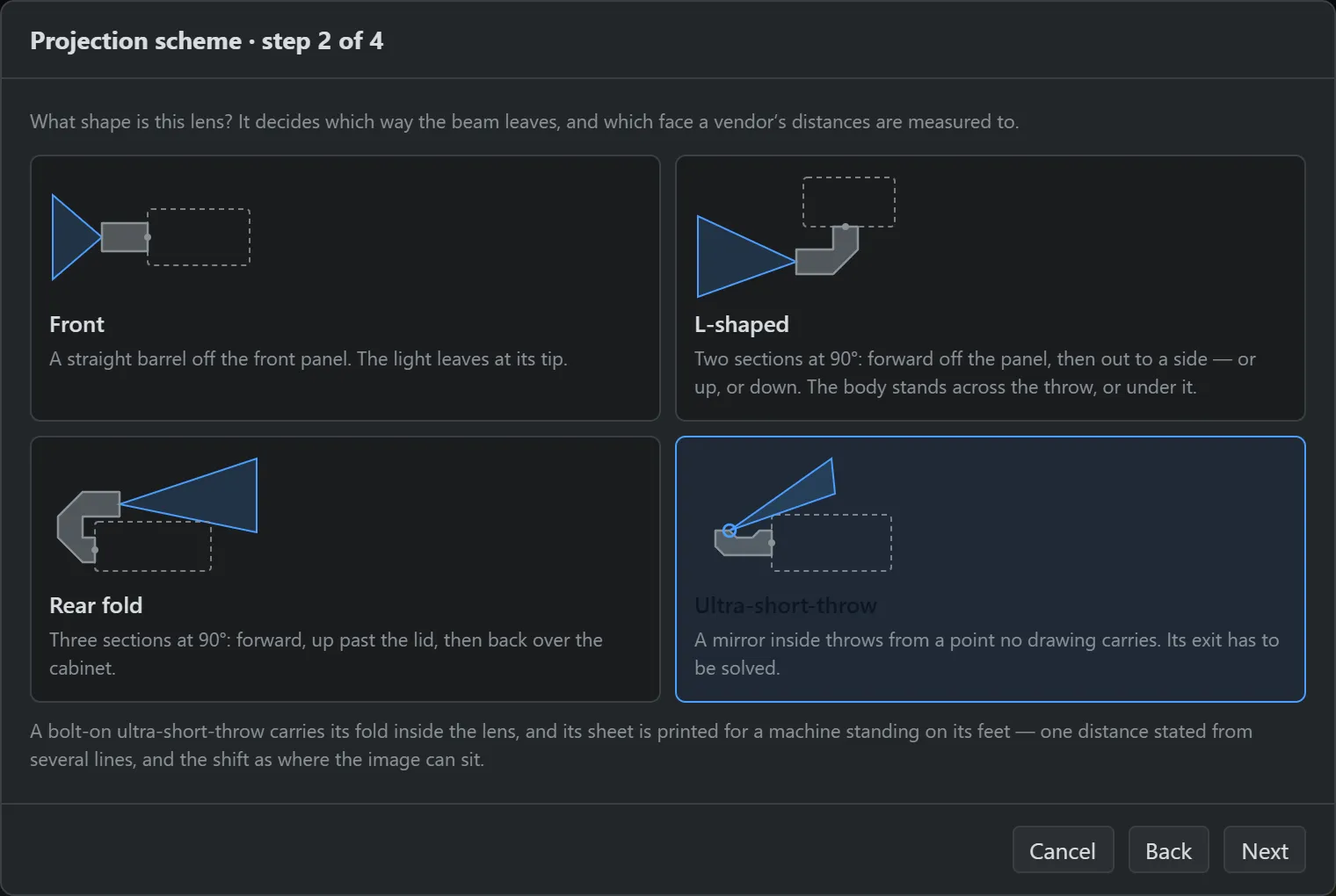 Wizard step 2: lens kind selection